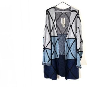 Joseph A Blue Black Knit Cardigan Sweater NWT